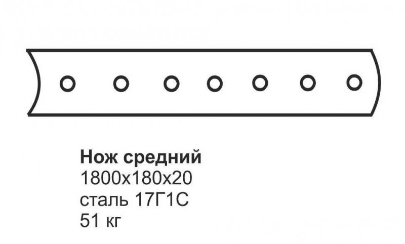 Нож средний ГС-14.03, 18.05 225.07.04.00.005 (1800х180х20) (перед.отвал)
