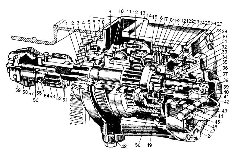 Устройство редуктора пускового двигателя А-01