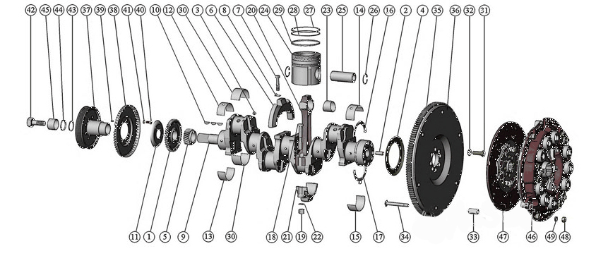 Схема кривошипно-шатунного механизма