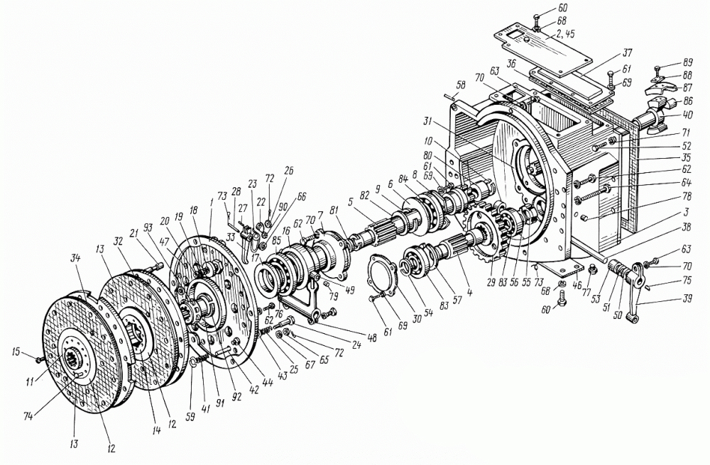 Корзина сцепления т 40 схема