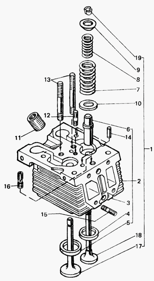 Устройство головки блока цилиндров Д-144, Д-21 (Т-40, Т-25, Т-16)