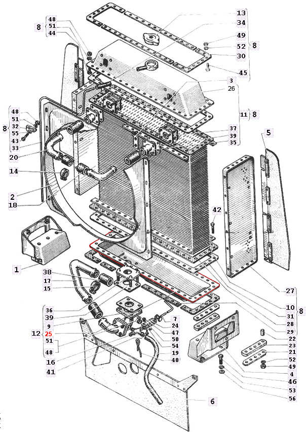Схема радіатора Т-150